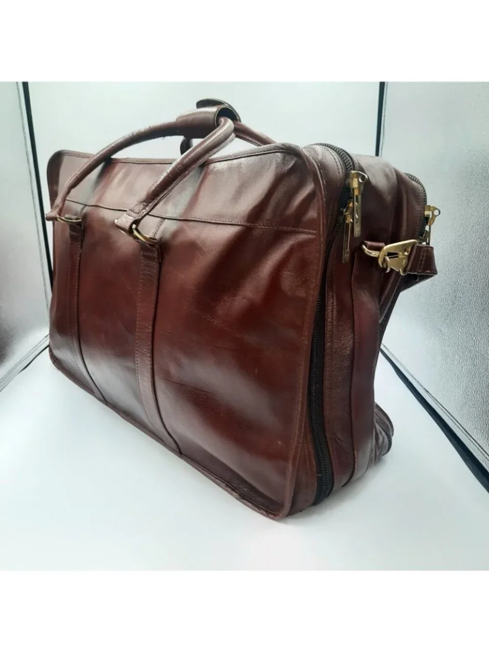 Vintage Tumi Alpha Bag Brown Leather 3 Zip Weekender Duffle Colombia 1975 RARE!